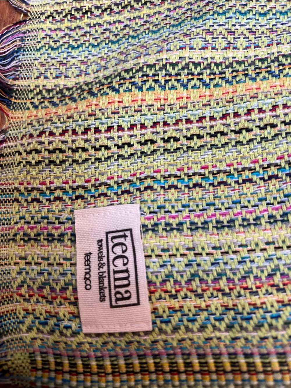 TEEMA Labyrinth Collection Green Cotton Turkish Towel Shawl Throw Blanket 38x7 - Picture 4 of 6